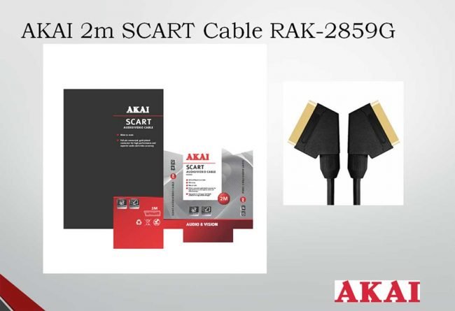 AKAI Audio/Video Cable 2m Gold Plated Scart Cable.