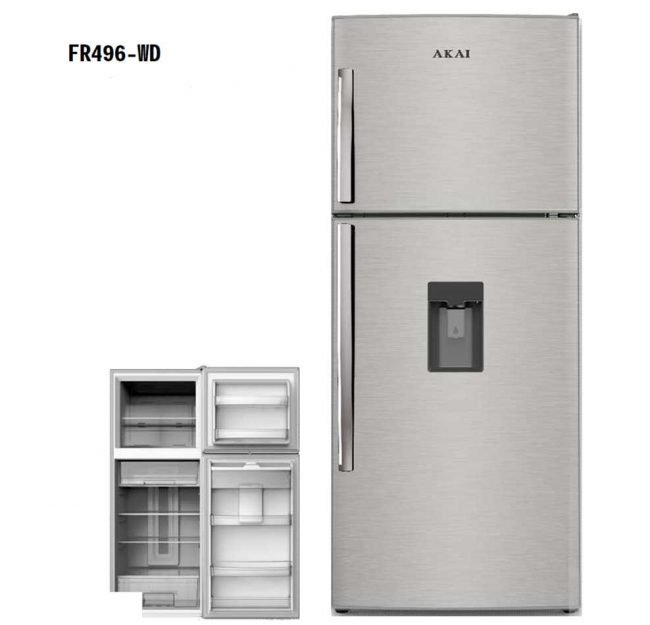 AKAI Double Door Refrigerator With Water dispenser 495lt.
